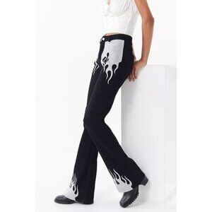 I.AM.GIA Quinni High Rise Flame Flare Pants Black White Women M